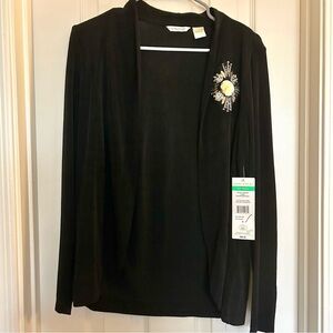 NWT Laura Ashley Black "Trip Ready" Open Front Cardigan with statement beaded